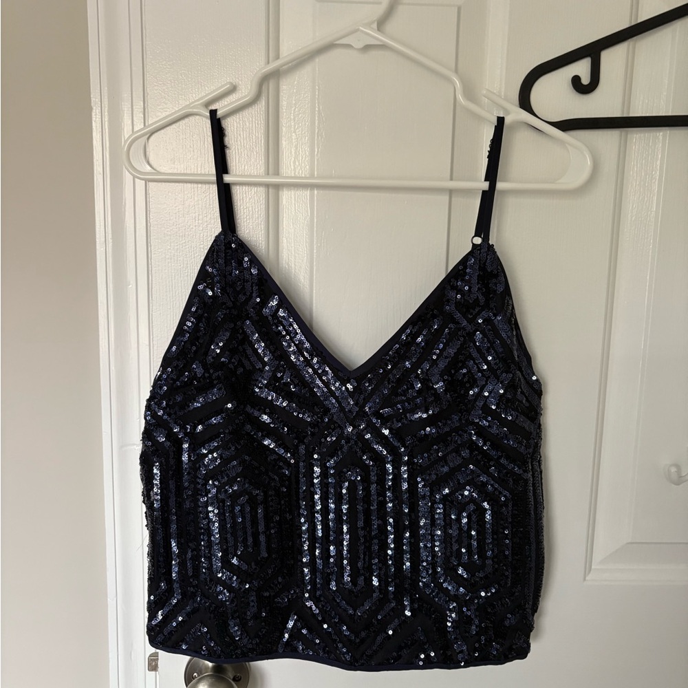 Forever 21 Blue Sequin Crop Camisole